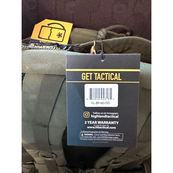 Highland Tactical Major Dark Green Heavy Duty Backpack MOLLE WEB HOOK-LOOP NWT - Picture 8 of 10